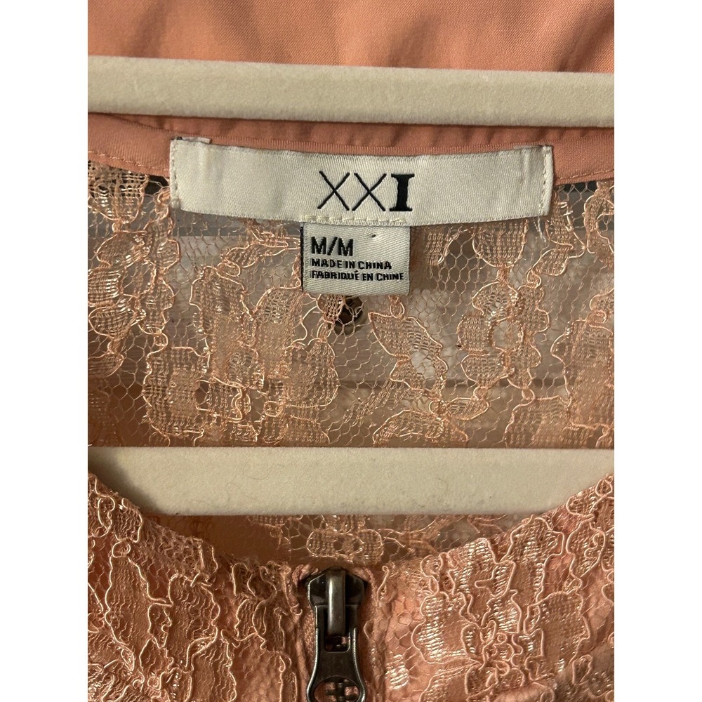 XXI Lace Cropped Jacket Lightweight Button Detail Peach Size M - Picture 2 of 6